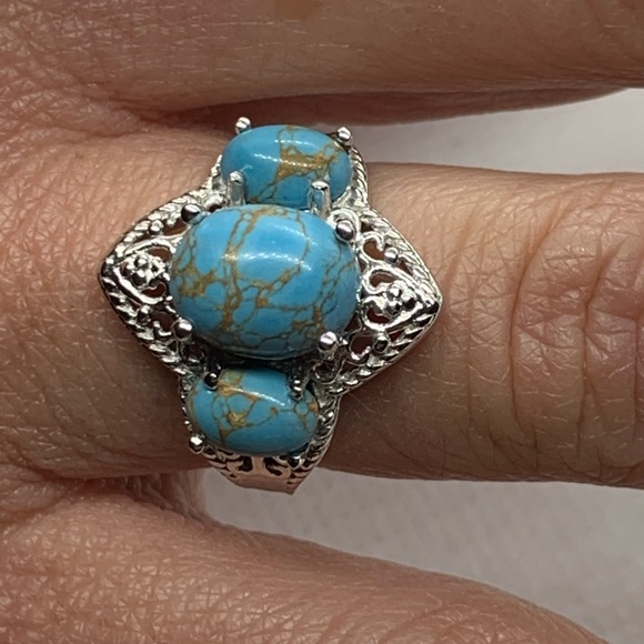 Mojave Blue Turquoise Ring in Platinum Bond Brass - Picture 5 of 6